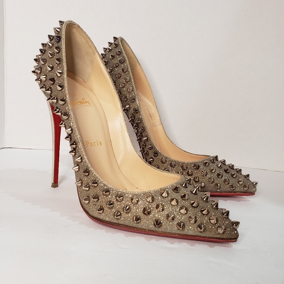 Christian Louboutin Shoes - 🎉HP🎉4.3.21🎉Silver glitter studded 120 pumps